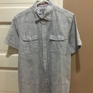 Ted Baker London Grey Short Sleeve Button Down